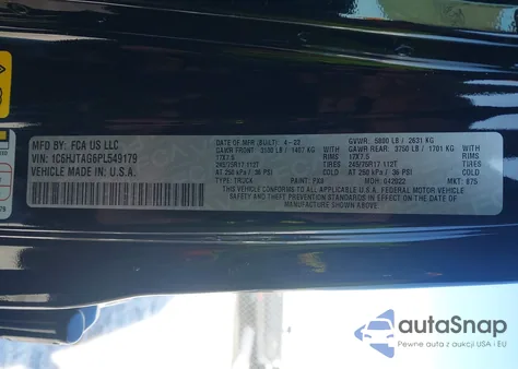 2023 Jeep Gladiator Sport 4X4 from USA, damaged, VIN 1C6HJTAG6PL549179